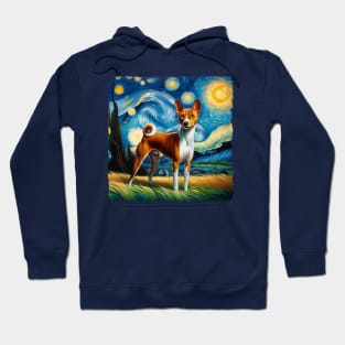 Starry Basenji Dog Portrait - Pet Portrait Hoodie